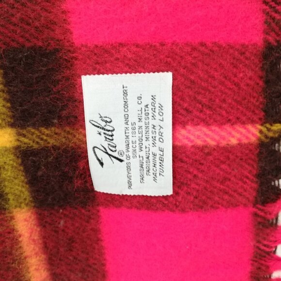 Vintage Faribo Catnapper Plaid Blanket 45" x 50" NWT New NOS Tartan Red Yellow - Picture 4 of 12